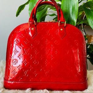 Louis Vuitton alma red dome bag patten leather
